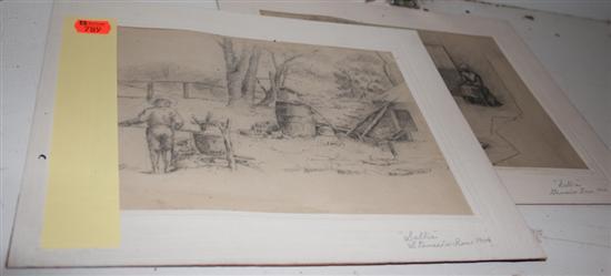 Appraisal: MARYLAND AFRICAN-AMERICANS Two accomplished pencil sketches of domestic activities near