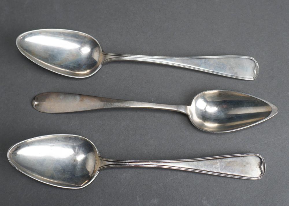 Appraisal: THREE CONTINENTAL SILVER SPOONS TWO MARKED M NIELSEN OZTThree Continental