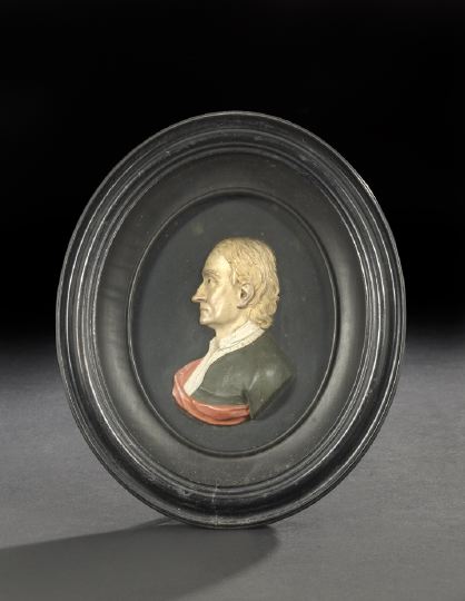 Appraisal: Good English Oval Wax Portrait Silhouette of a Blond Gentleman