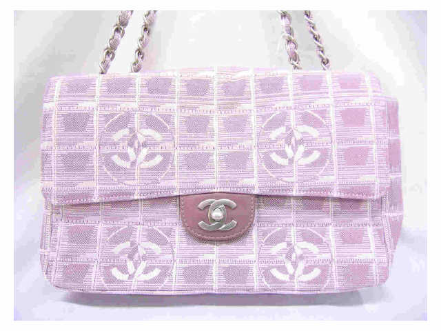 Appraisal: Chanel handbag quilted pink logo leather flap purse with toggle