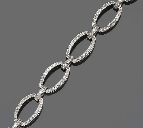 Appraisal: A diamond and k white gold bracelet estimated total diamond