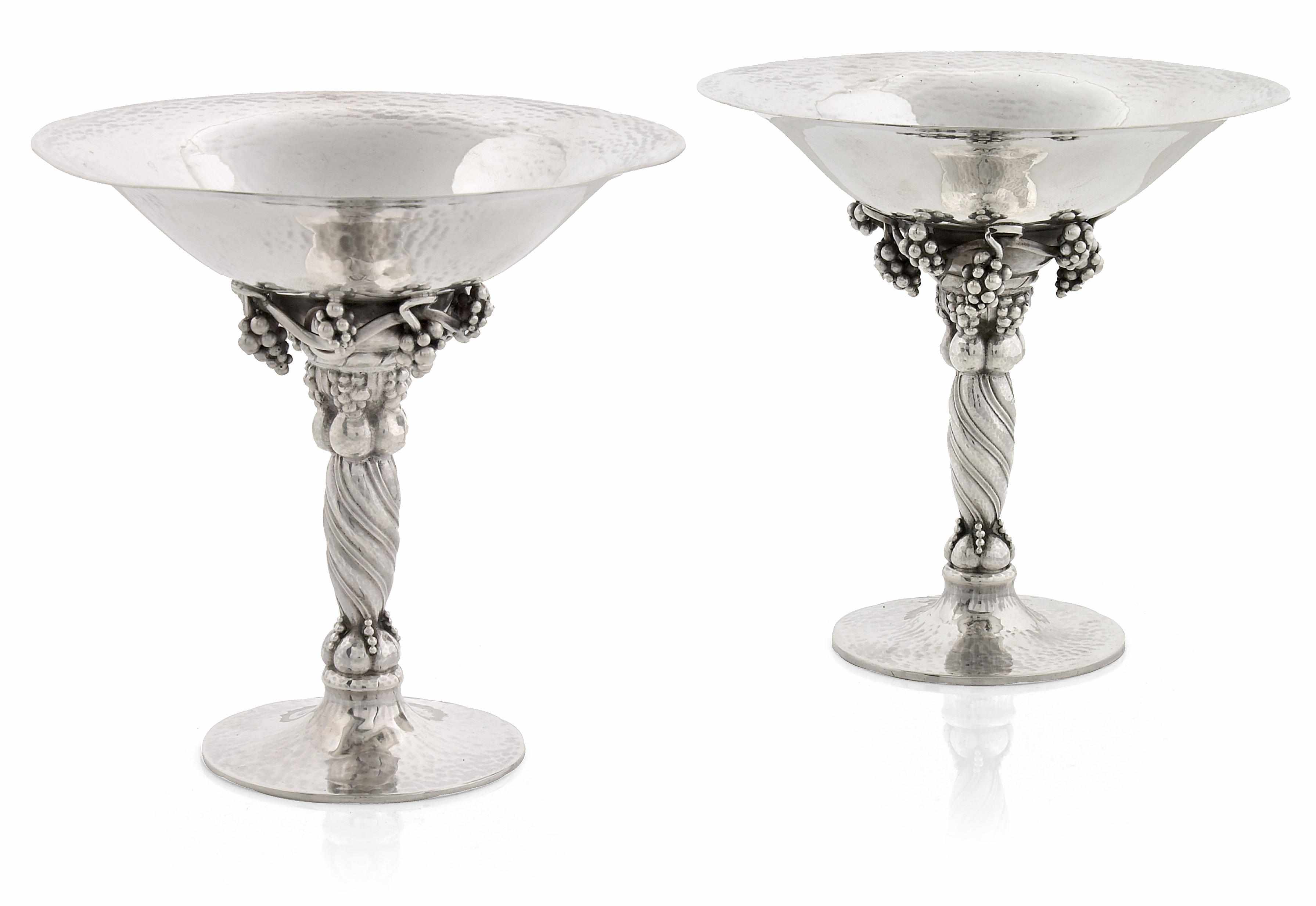 Appraisal: A Danish sterling pair of compotes Georg Jensen Copenhagen circa