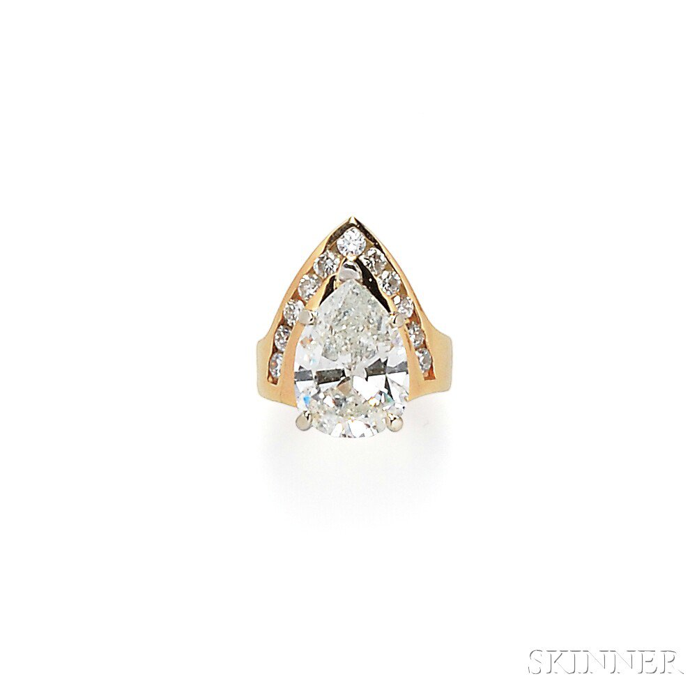 Appraisal: Diamond Ring prong-set with a pear-shape diamond measuring approx x