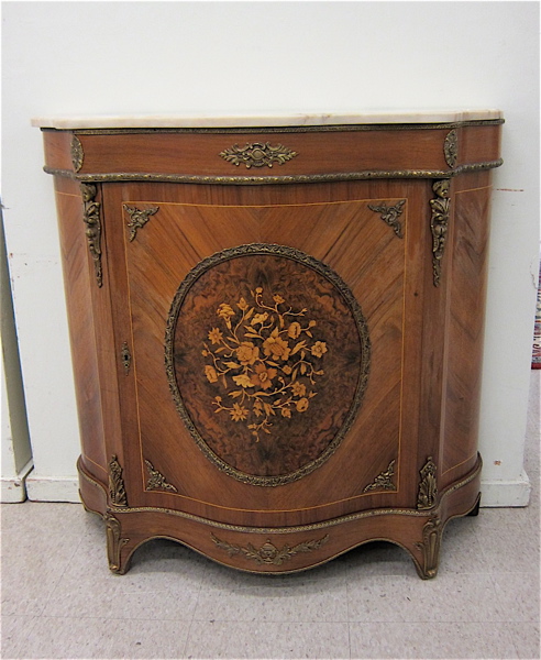 Appraisal: LOUIS XVI STYLE INLAID AND ORMOLU MOUNTED SIDE CABINET th