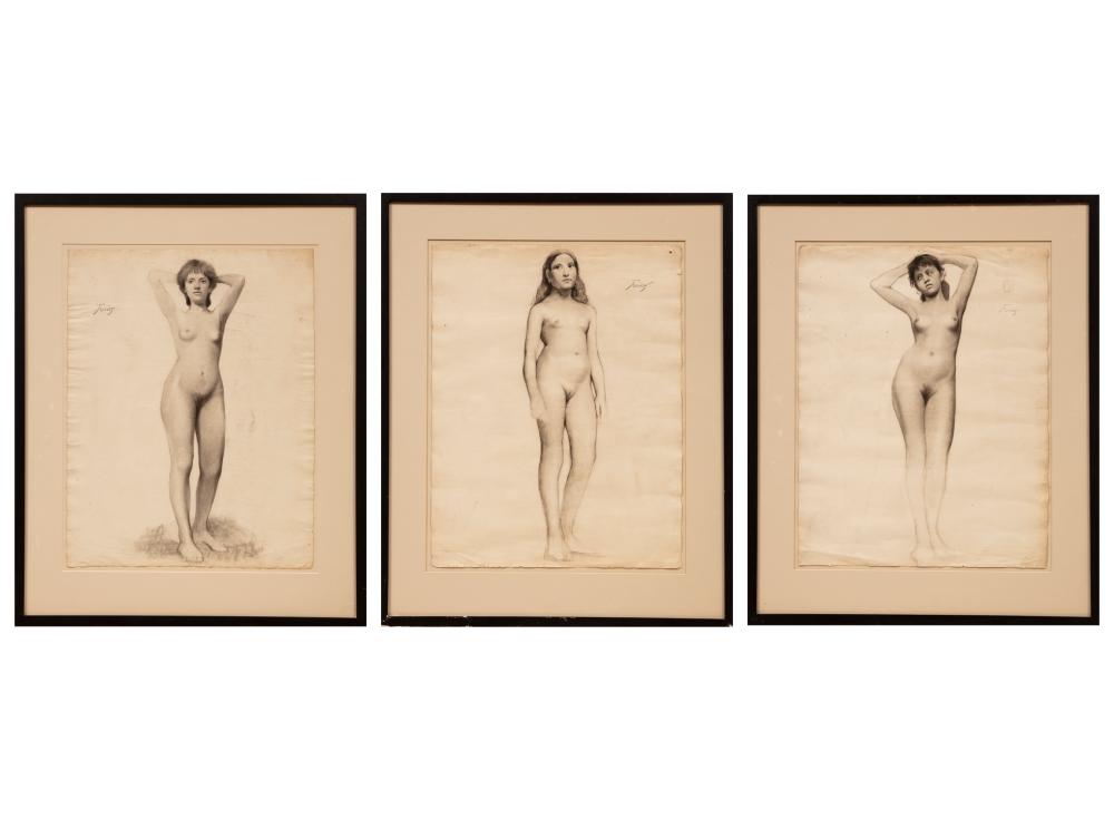 Appraisal: Louis Adolphe Tessier Belgian French - Nude Studies charcoals on