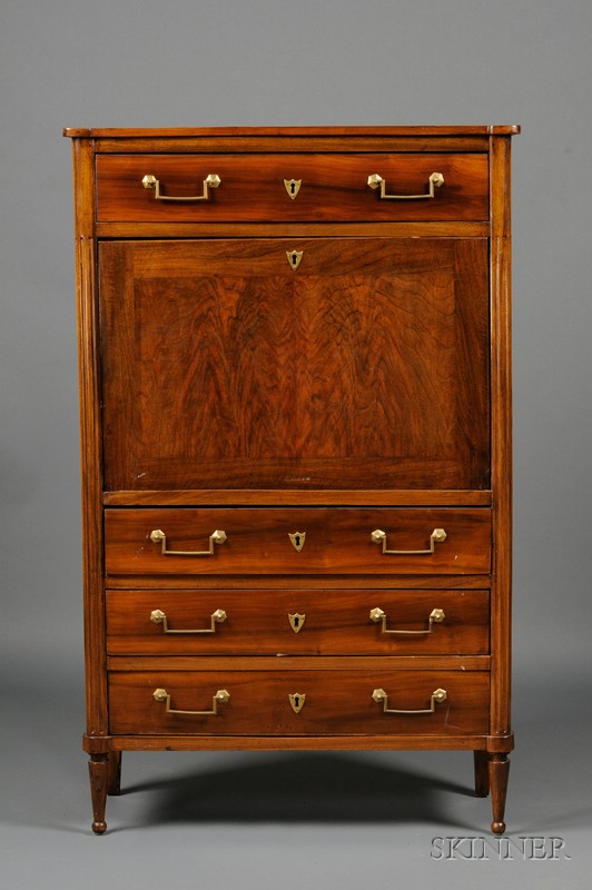 Appraisal: Louis XVI Provincial Walnut Secretaire a Abattant late th century