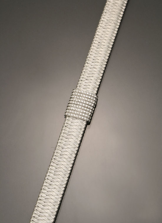 Appraisal: -Karat White-Gold and Diamond Bracelet Roberto Coin The central rectangular