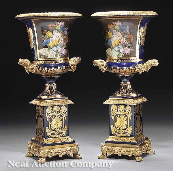 Appraisal: A Pair of Large Sevres-Style Porcelain Urns mid- th c