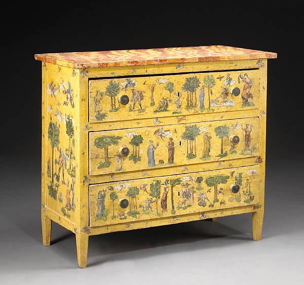 Appraisal: An Italian Neoclassical arte povera painted commode Umbria early th