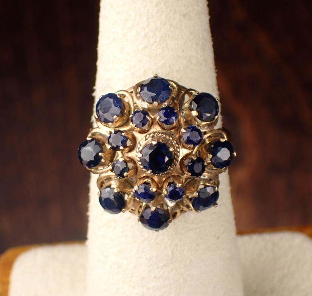 Appraisal: SAPPHIRE AND FOURTEEN KARAT GOLD THAI PRINCESS RING The k