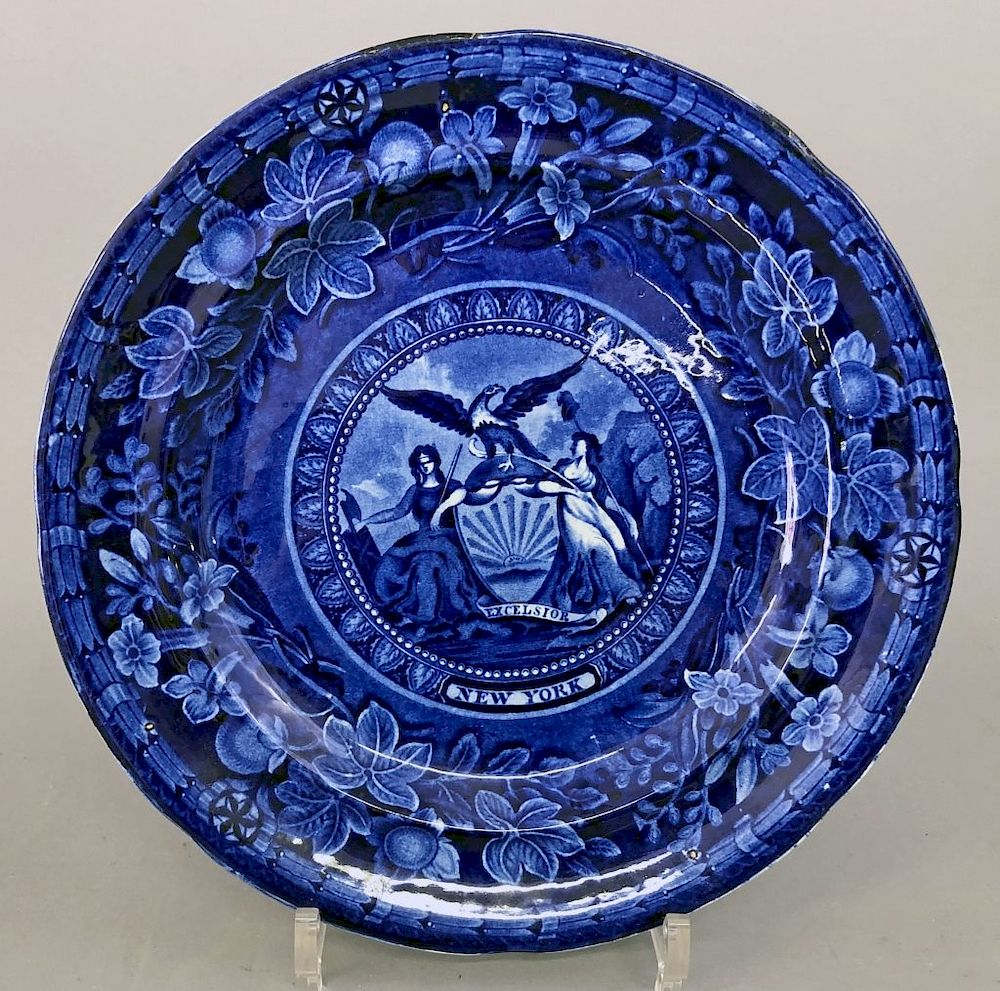 Appraisal: Historical Blue Staffordshire New York Plate Historical blue Staffordshire New