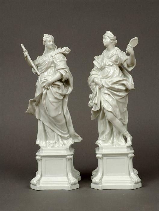 Appraisal: Two Ginori Blanc-de-Chine Porcelain Figures to x x in