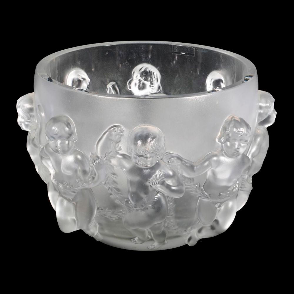 Appraisal: A LALIQUE CLEAR AND FROSTED GLASS LUXEMBOURG CENTERPIECE BOWL An