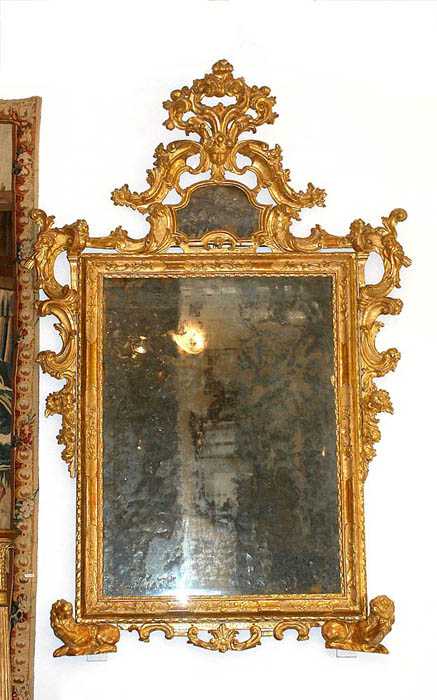 Appraisal: IMPORTANT RICHLY CARVED GILTWOOD MIRROR R gence probably Turin circa