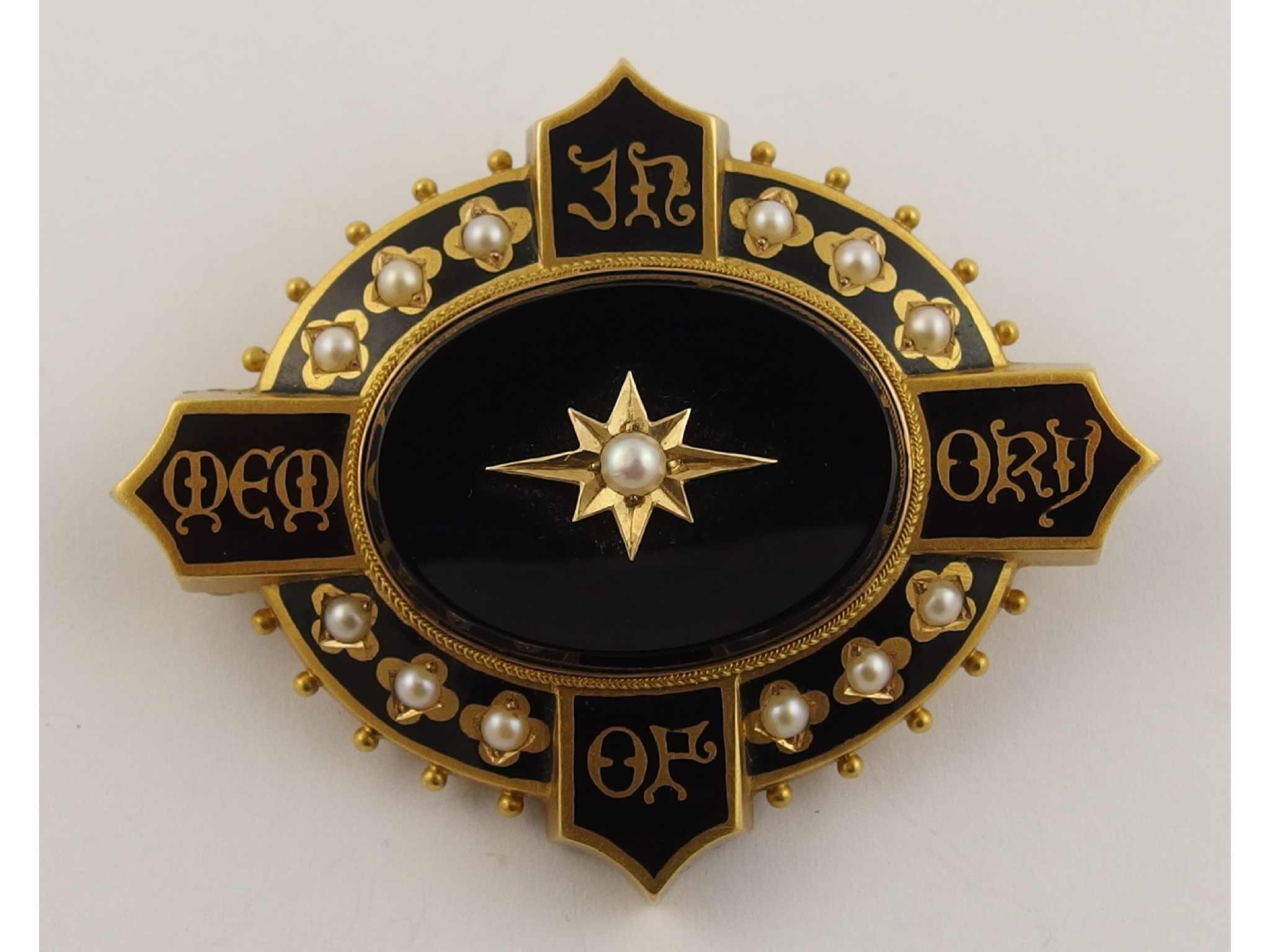 Appraisal: A good example of a Victorian onyx black enamel and