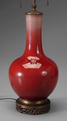 Appraisal: Chinese copper-red glazed bottle vase rich strawberry with dark streaks