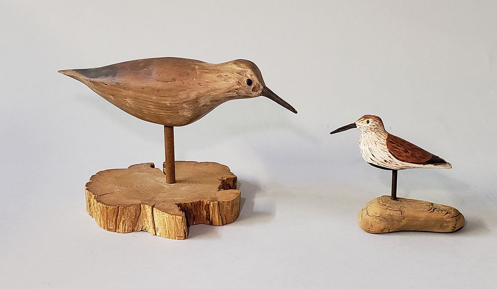 Appraisal: Two Hand Carved and Painted Shorebird Decoys Two Hand Carved