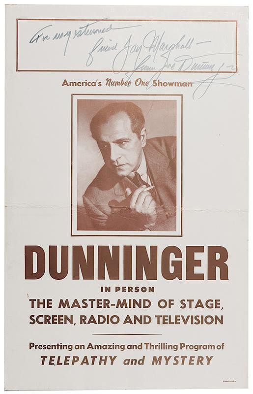 Appraisal: Dunninger In Person The Master Mind of Stage Screen Radio