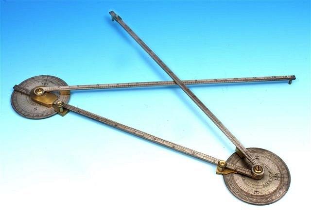 Appraisal: A FINE TH CENTURY SILVERED-BRASS TRIGONOMETER signed on each of