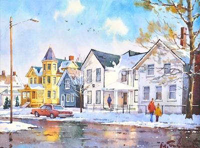 Appraisal: Modest Gavrilov Russian born Winter Beauty Ohio City Watercolor on