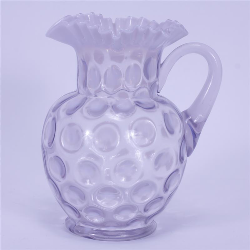 Appraisal: Northwood Glass White Opalescent Water Pitcher with Coin Spot Pattern