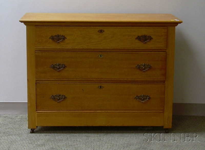 Appraisal: Late Victorian Oak Three-Drawer Dresser