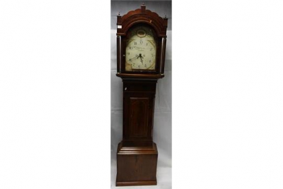 Appraisal: th century mahogany inlaid grandfather clock hour movement by Wm