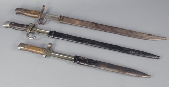 Appraisal: Three Misc BayonetsIncluding Japanese with damaged quillon unmarked French and