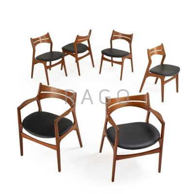 Appraisal: ERIK BUCK CHR CHRISTENSENS MOBELFABRIK Six dining chairs two arm-