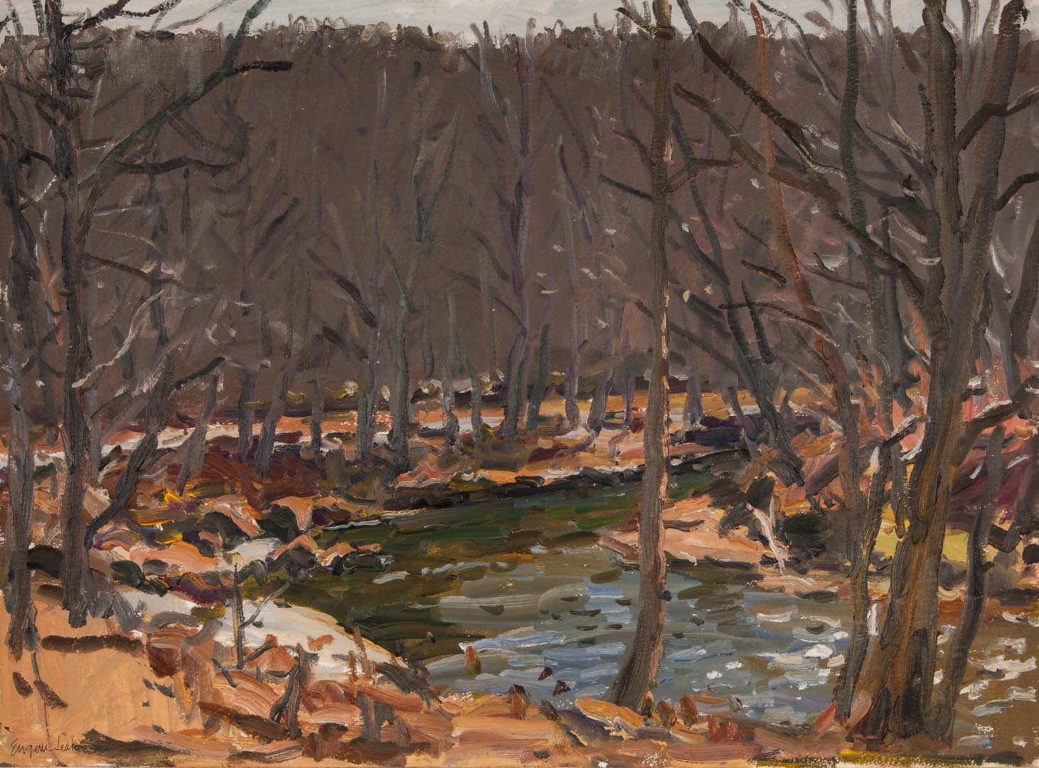 Appraisal: Eugene Leake Dark Stream oil on paper American - Signed