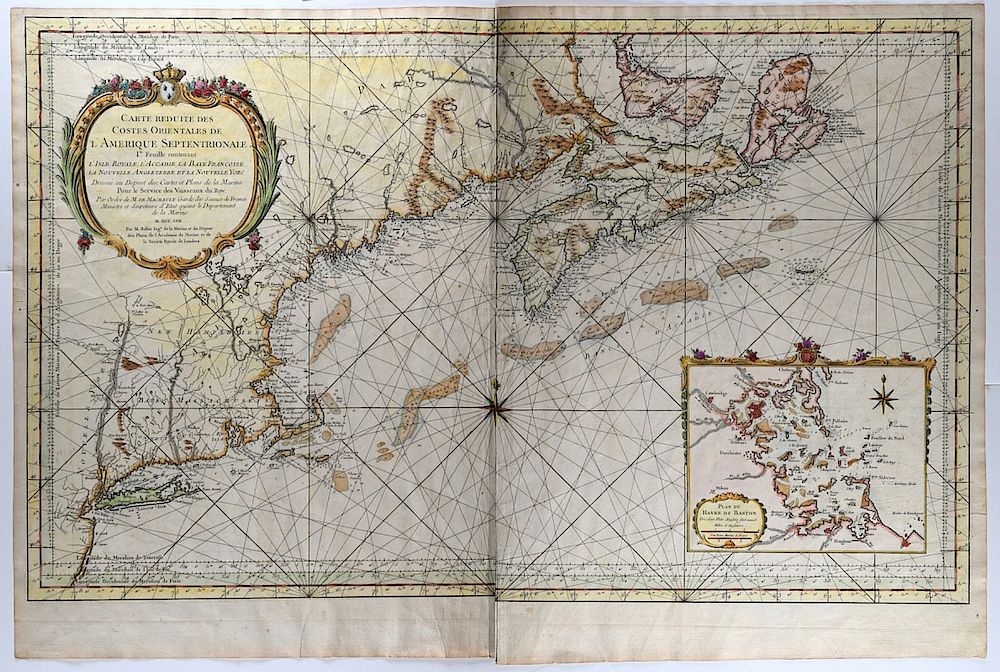 Appraisal: Engraved Map of the East Coast of America Jacques-Nicolas Bellin