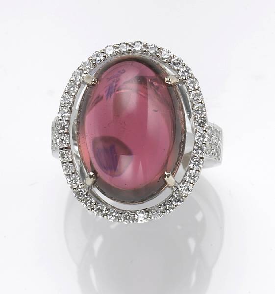 Appraisal: A pink tourmaline diamond and k white gold ring estimated