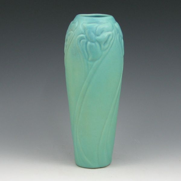 Appraisal: Van Briggle vase with molded daffodil design in Ming Turquoise