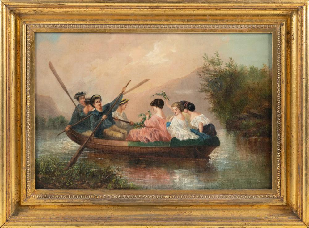 Appraisal: AMERICAN SCHOOL TH CENTURY CLASSICAL-STYLE VIEW OF A BOATING PARTY