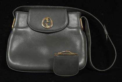 Appraisal: Gray leather Gucci handbag s- s Steel gray multi-compartmented bag