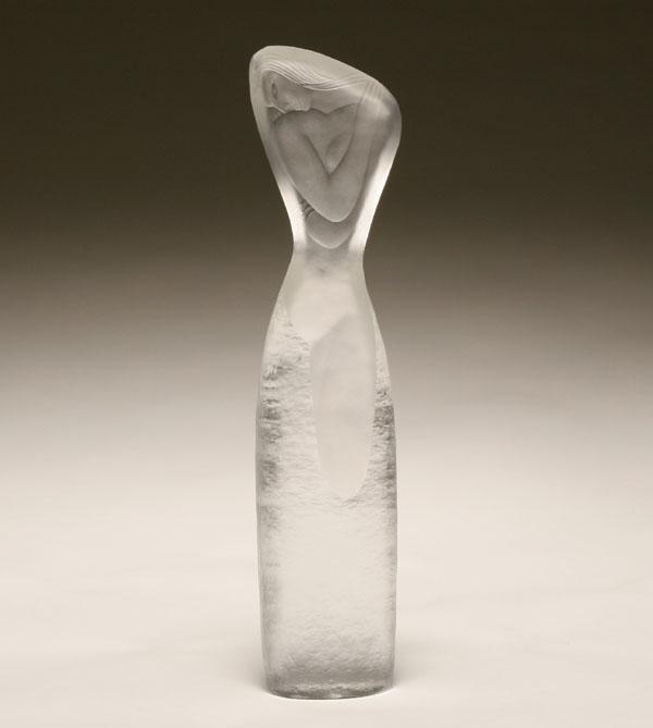 Appraisal: Lindstrand Kosta female nude glass sculpture abstract form Acid stamp