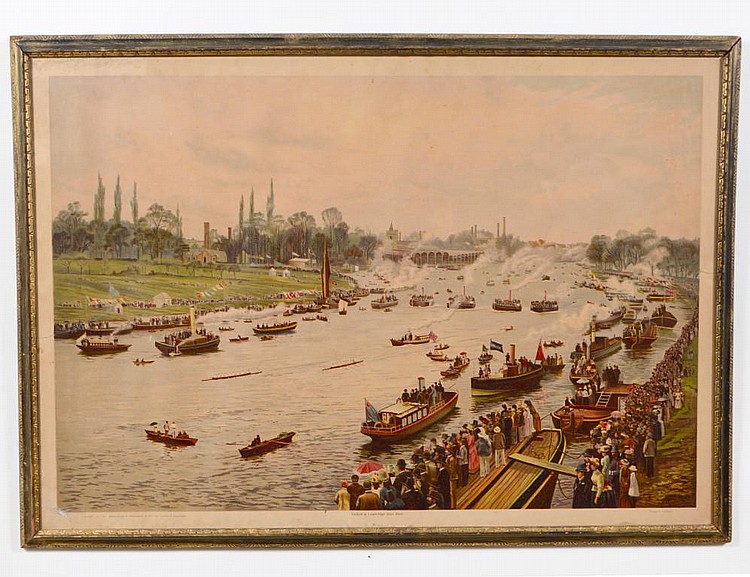 Appraisal: RARE LITHOGRAPH OXFORD CAMBRIDGE BOAT RACE Published S Hildesheimer Co