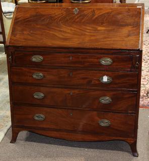 Appraisal: Federal Hepplewhite slant front desk circa executed in figured mahogany