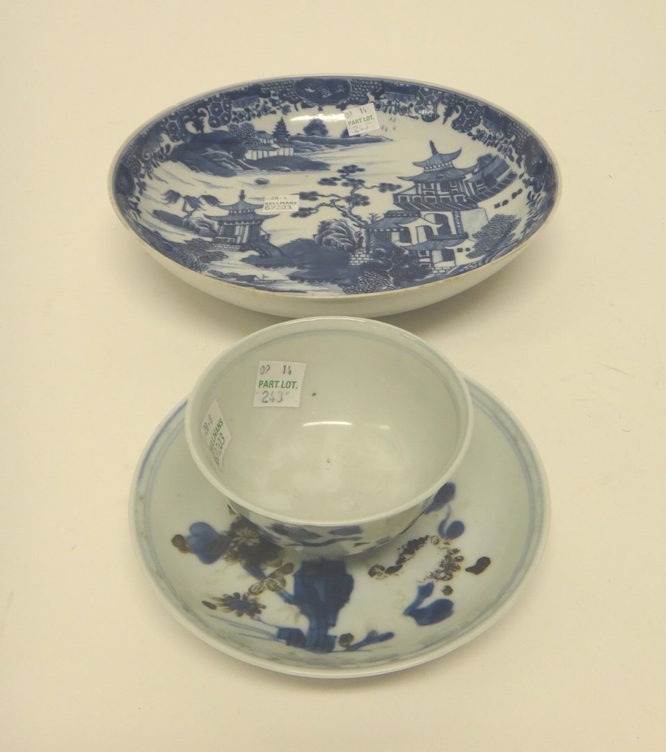 Appraisal: A Nanking Cargo teabowl and saucer circa painted in underglaze