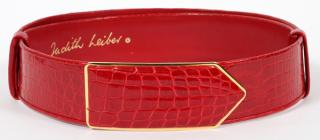 Appraisal: JUDITH LEIBER RED ALLIGATOR BELT JUDITH LEIBER RED ALLIGATOR BELT