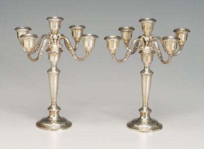 Appraisal: Pair five-cup sterling candelabra each in three sections scroll and