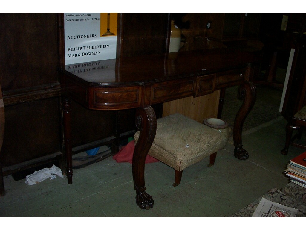 Appraisal: A good Regency mahogany serving table with curved ends and