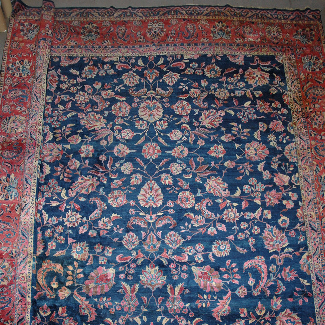 Appraisal: Sarouk Carpet North Persia circa The midnight blue field with