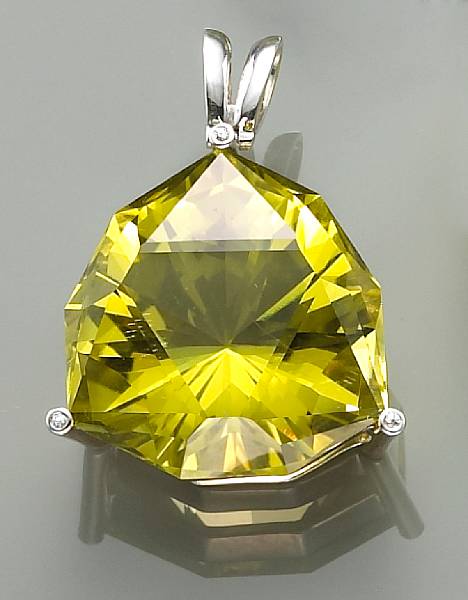 Appraisal: Lemon Citrine Pendant Brazil Featuring a large attractive stone of