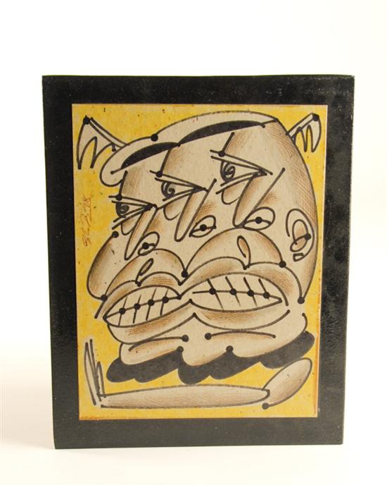 Appraisal: Marker Pen Caricature on Card mounted on board Illegibly signed