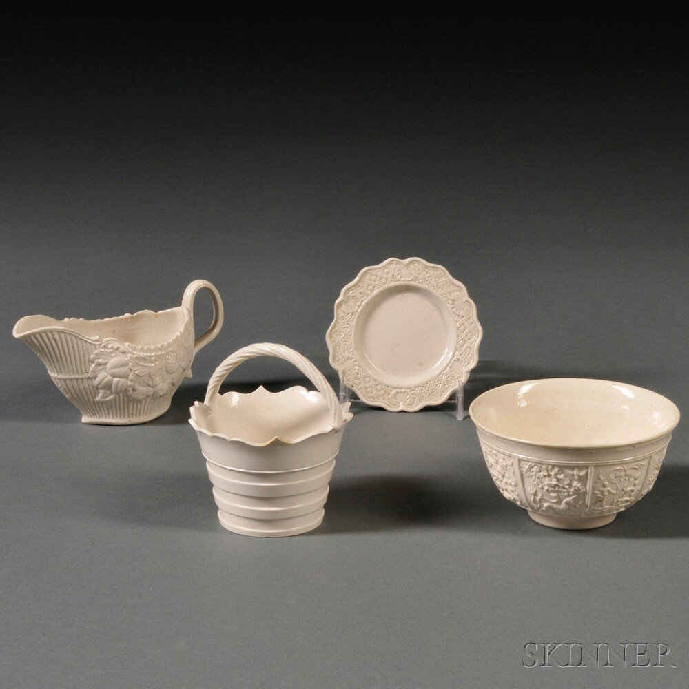 Appraisal: Four Staffordshire Salt-glazed Stoneware Items England mid- th century a