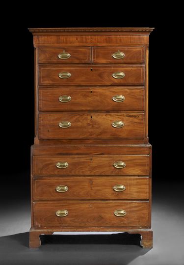 Appraisal: George III Mahogany Chest-on-Chest fourth quarter th century the molded