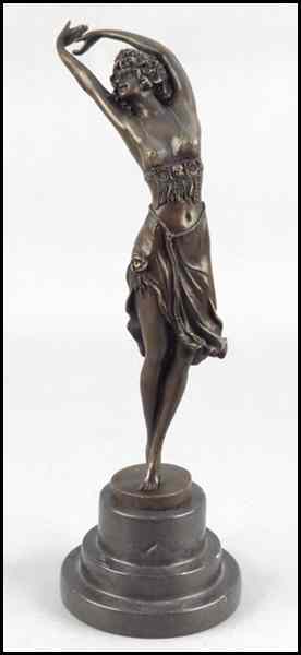 Appraisal: PATINATED BRONZE FIGURE OF AN ART DECO DANCER After ''Colinet''