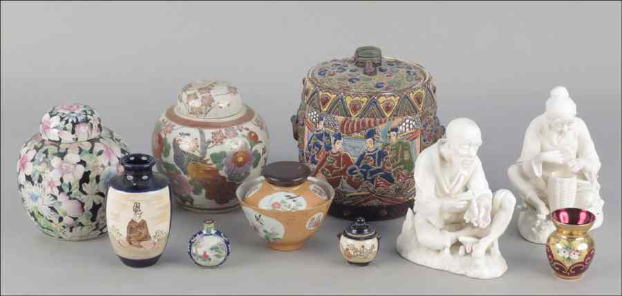 Appraisal: COLLECTION OF VARIOUS PORCELAIN DECORATIVE ITEMS Including four lidded jars