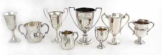 Appraisal: American sterling trophy and loving cups various makers and three